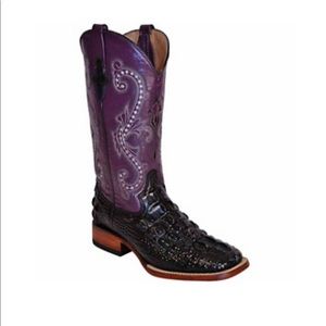 Women’s Ferrini Cowboy Boots Gator Print Leather 9